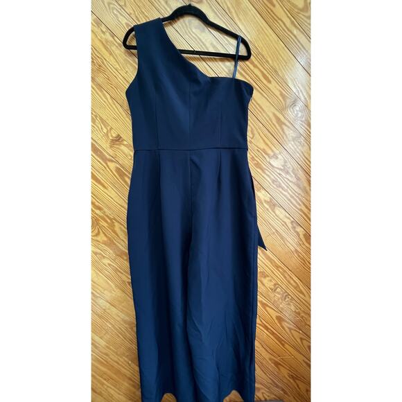 Eliza One Shoulder Navy Blue Jumpsuit Laguna Crepe Size 16 - Picture 4 of 5